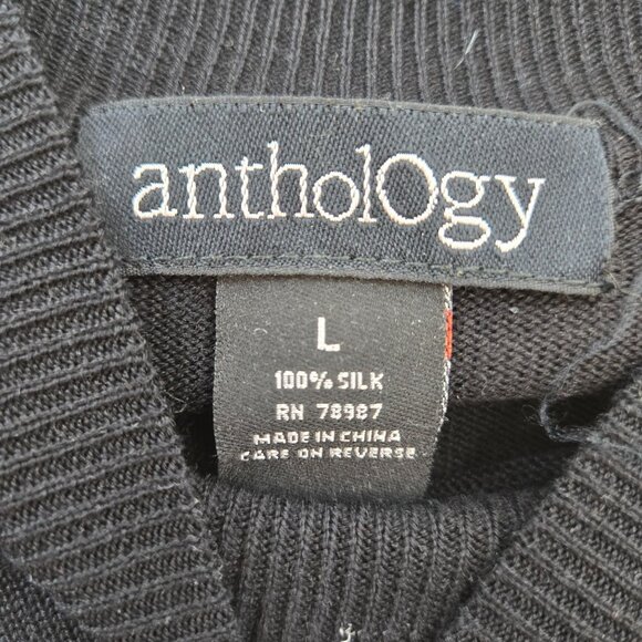 Anthology 100% Silk Mock Neck Sweater Size Large - Picture 3 of 4